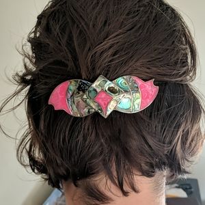 Pink and mother of Pearl hair clip